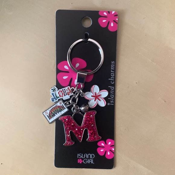 Accessories - “M” initial Island Girl Charm keychain NWT